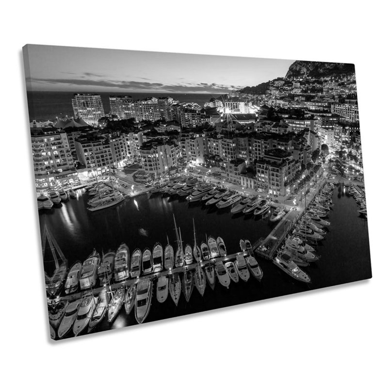 French Riviera Mediterranean B&W - Wrapped Canvas Print, 30.5cm H x 45.7cm W x 2cm D
