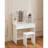 One Drawer Adjustable Mirror Vanity Table, Storage For Cosmetic Brushes, Comfortable Seating, Sleek Design, Ancient White Finish, Particle Board + , 35.02 In Depth Dresser Drawer, Open Shelves, 67.68