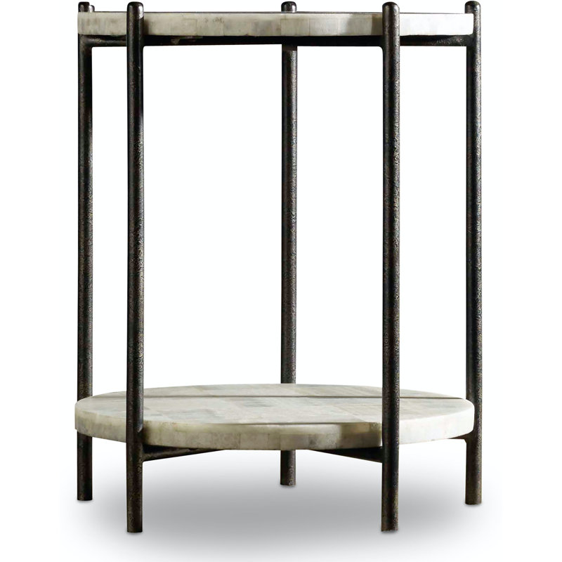Round Black and White Stone Top Metal Console Table