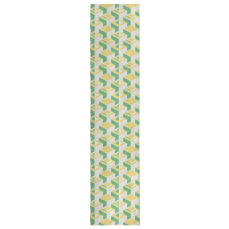 Chemin de table Classic Skyscrapers, 16 po x 90 po, Vert/jaune