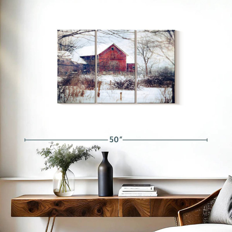 Lilie White Winter Barn, 20" H x 33" W
