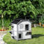 Villa d'extérieur pour chat - Enclos en bois de 2 étages avec trappe d'évacuation pour chats, toit ouvrable, plateformes de saut, trappe d'abri blanc, toit ouvert et