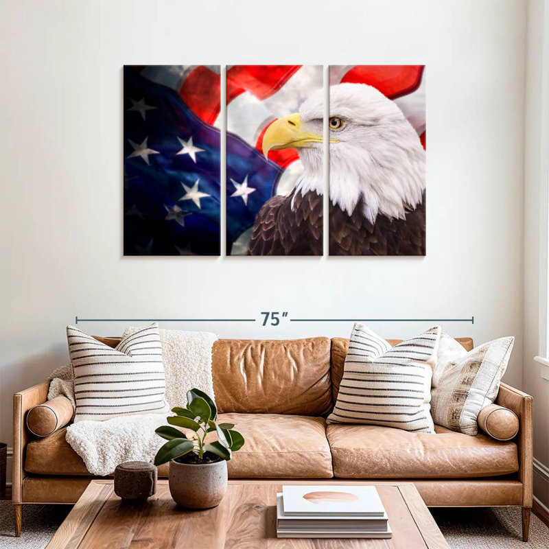 Brampt USA Flag And American Eagle, 36" H x 57" W