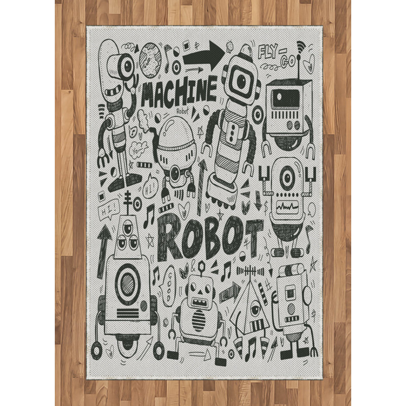Robot Geek High Density Long Fiber Poly Threads Decorative Area Rug Carpet, Rectangle 4' x 5'8"