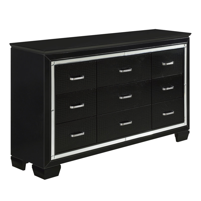 Commode 9 tiroirs Eudora, Noir