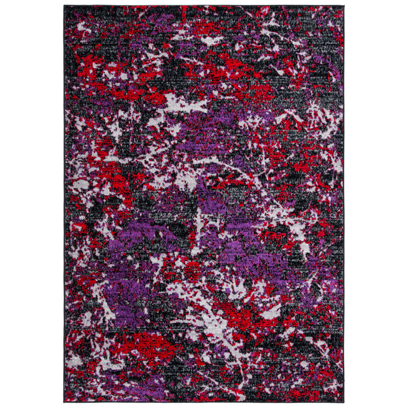 Tapis abstrait noir / mauve, Rectangle 6 pi x 9 pi