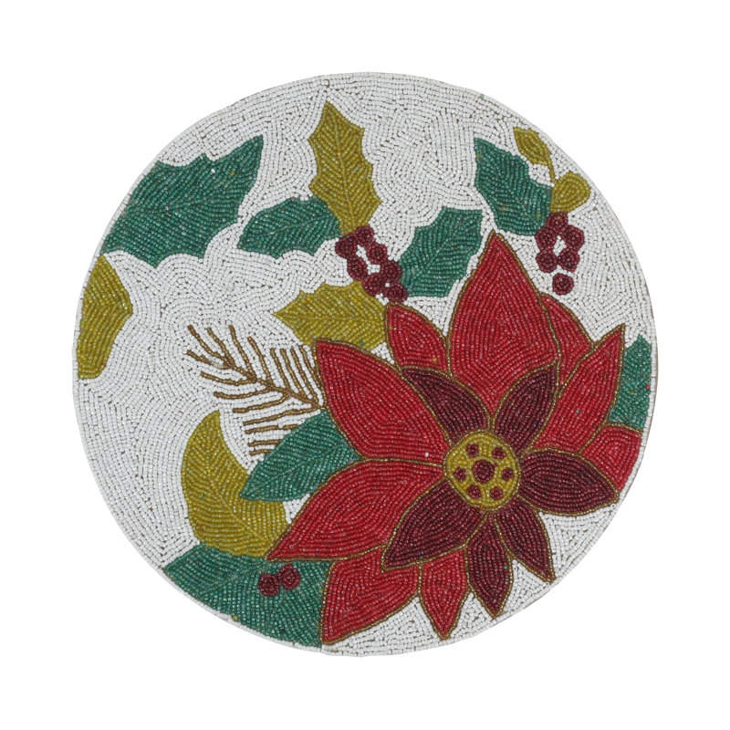Floral Beaded Round Placemat