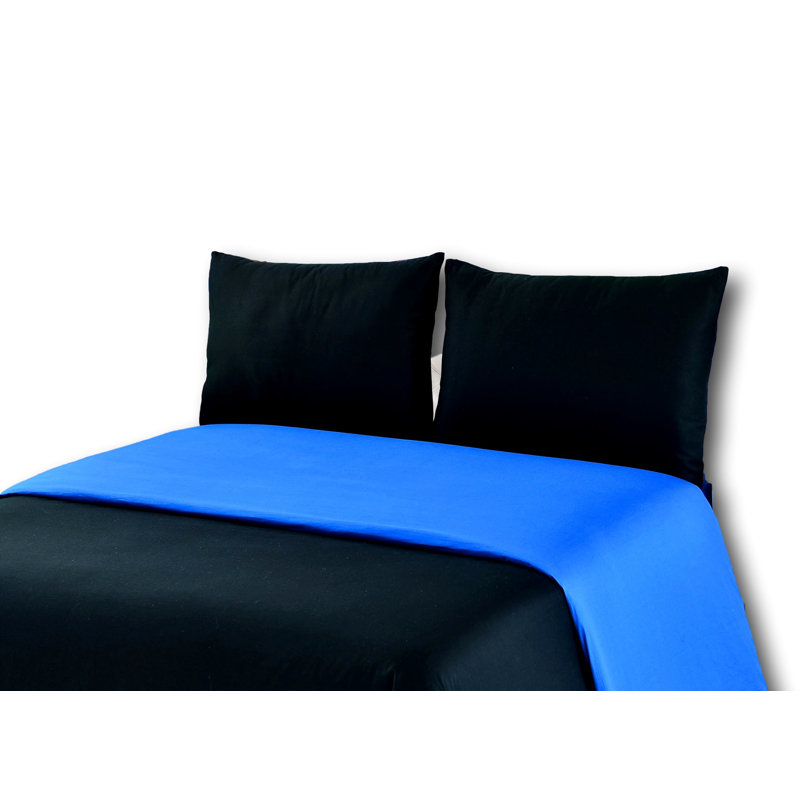 Ensemble de housse de couette réversible, Très grand, Bleu / Noir