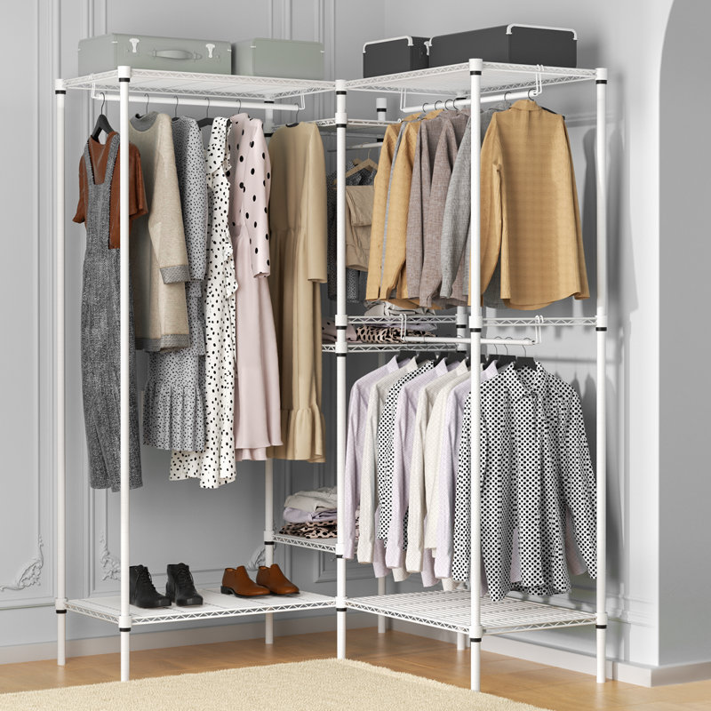 Lucenia 70" Clothes Racks and Garment Racks, White