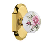 Cottage Plate with White Rose Porcelain Door Knob