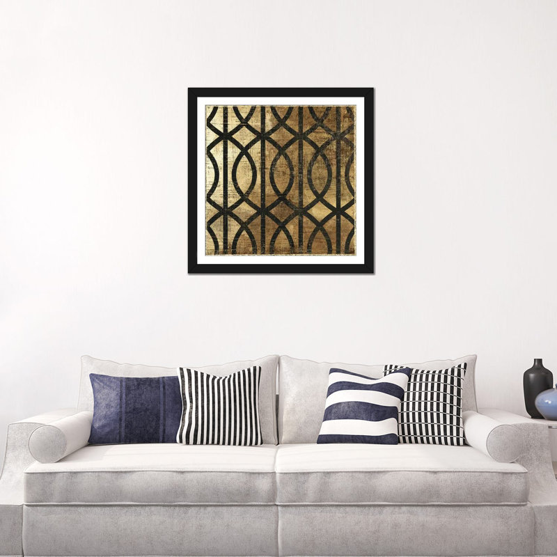 «Art Deco III», impression sur toile, H 16 po x l 16 po x P 1 po, Papier d'art encadré noir, Blanc