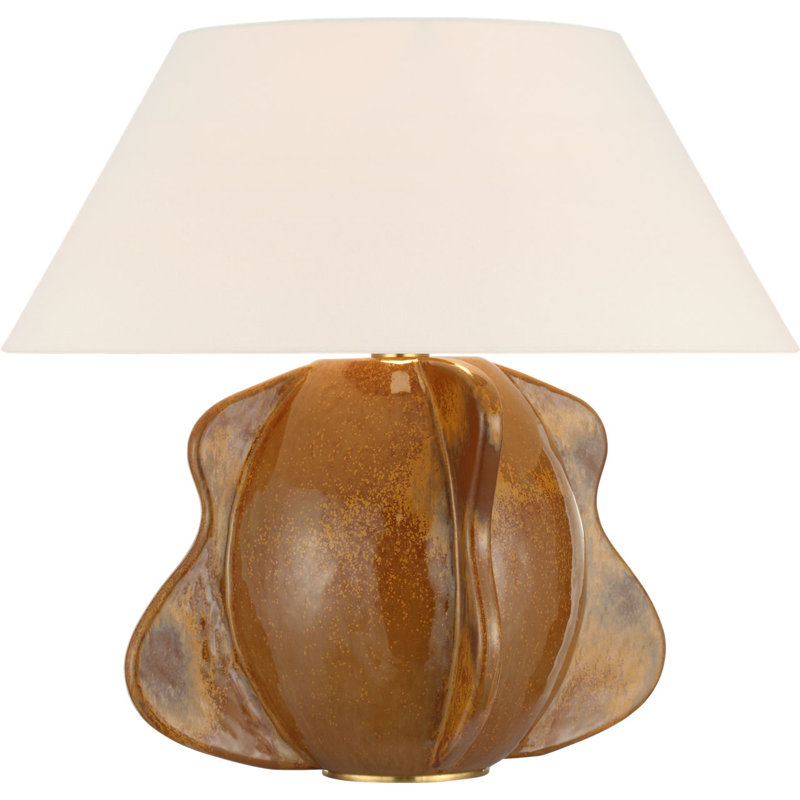 Delmar 22" Table Lamp with Linen Shade, Molten Amber