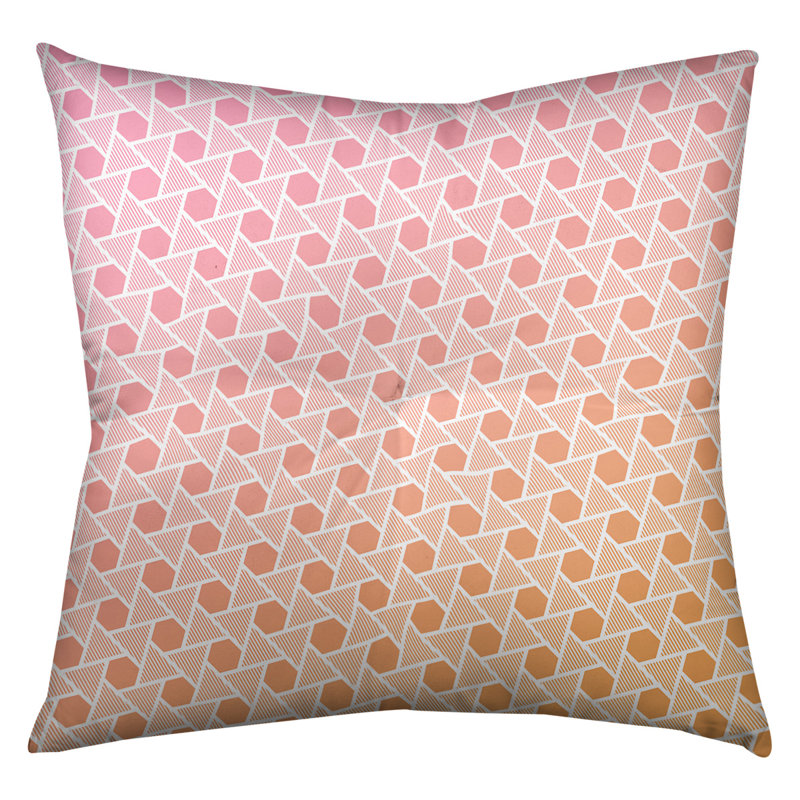Coussin de plancher hexagonales et triangles, 26 po x 26 po, Rose / Orange