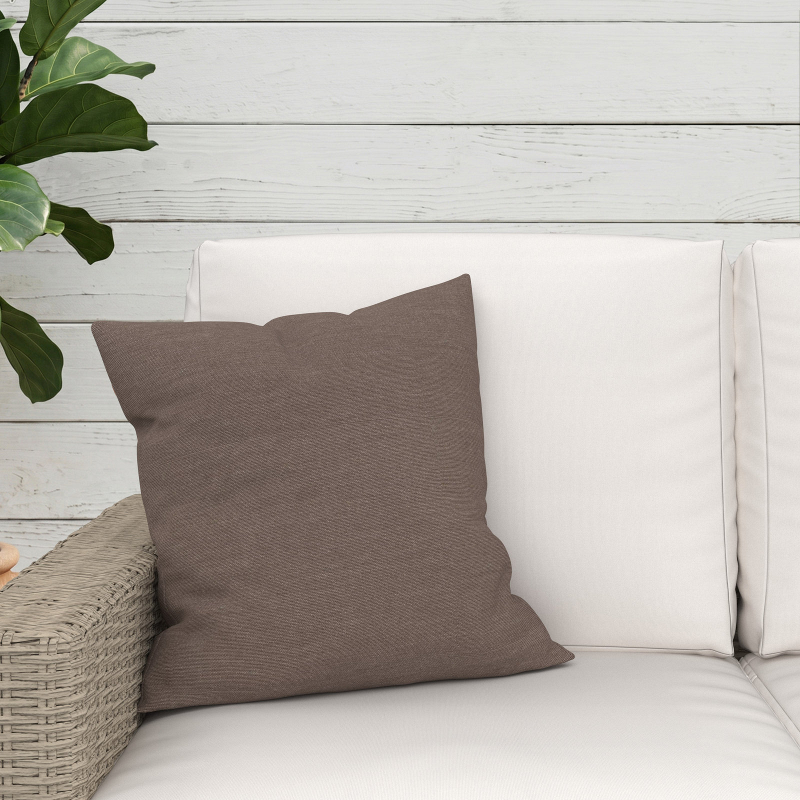 24" x 3" Sunbrella® Pillow Cover & Insert, Square 18", Sunbrella® Play Mocha