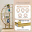 Bibliothèque ouverte 4 niveaux pour bureau à domicile, forme ronde, options de placement flexibles, panneau de fibres à densité moyenne durable et cadre en métal doré