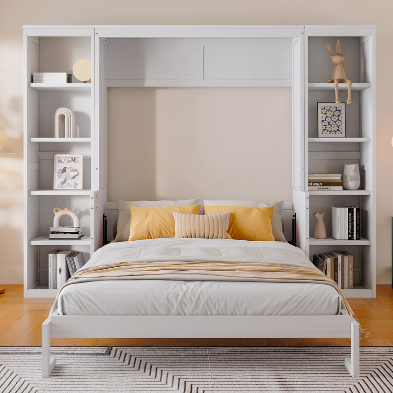 Grand lit escamotable pliable pour grand lit, avec bureau et bibliothèque