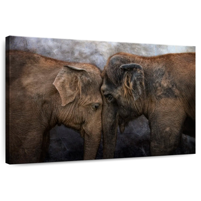 Brampt Elephant Young Love, 34" H x 51" W