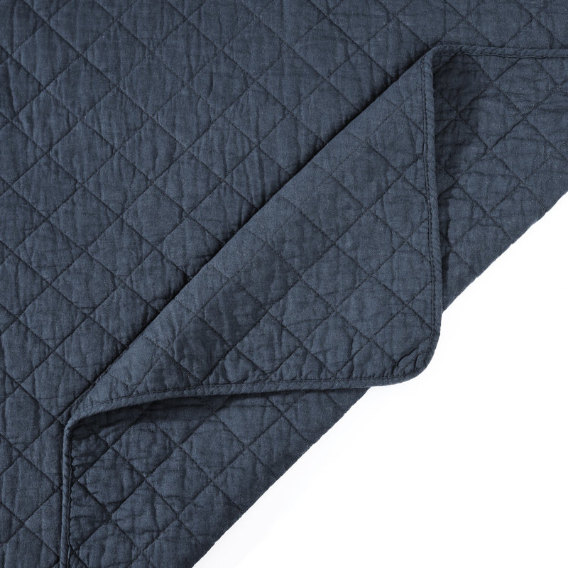 Navy Full Cotton Diamond Quilted Quilt Set