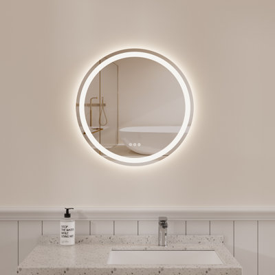 Miroir de salle de bain rond à DEL sans cadre