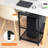 Computer Tower Stand, Metal Double Layer Mobile CPU Stand Cart With Casters, Black