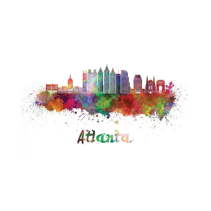 «Atlanta Skyline in Watercolor II» par Paul Rommer, impression sur toile tendue, H 18 po x l 26 po x P 1,5 po