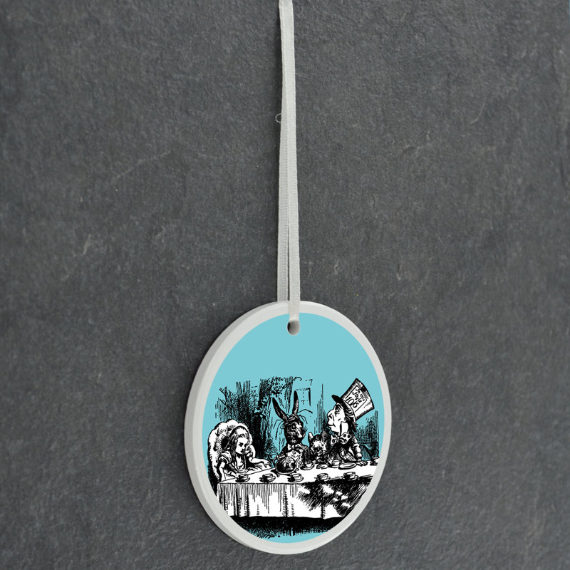 Tea Party Alice In Wonderland Circle Shaped Ceramic Ornament Bauble