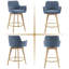 Lovetro 67.5cm H Swivel Counter Stools Upholstered with Rubberwood Legs and Gold Footrest-1017937904