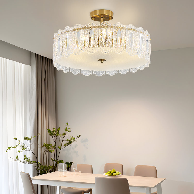 Khawla Dimmable Drum Chandelier, 6.3" H x 23.62" W x 23.62" D, 8