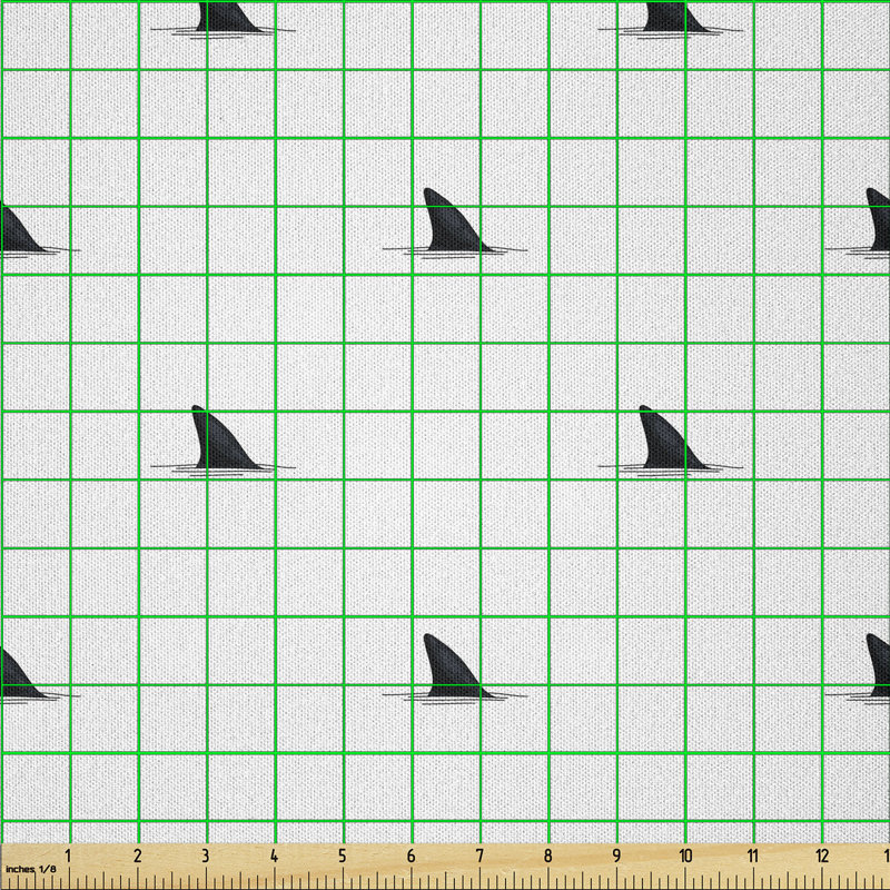 Dakota-Jones Pattern of Shark Fins Speedy Fish Hunting Minimalistic Design Art Print Fabric