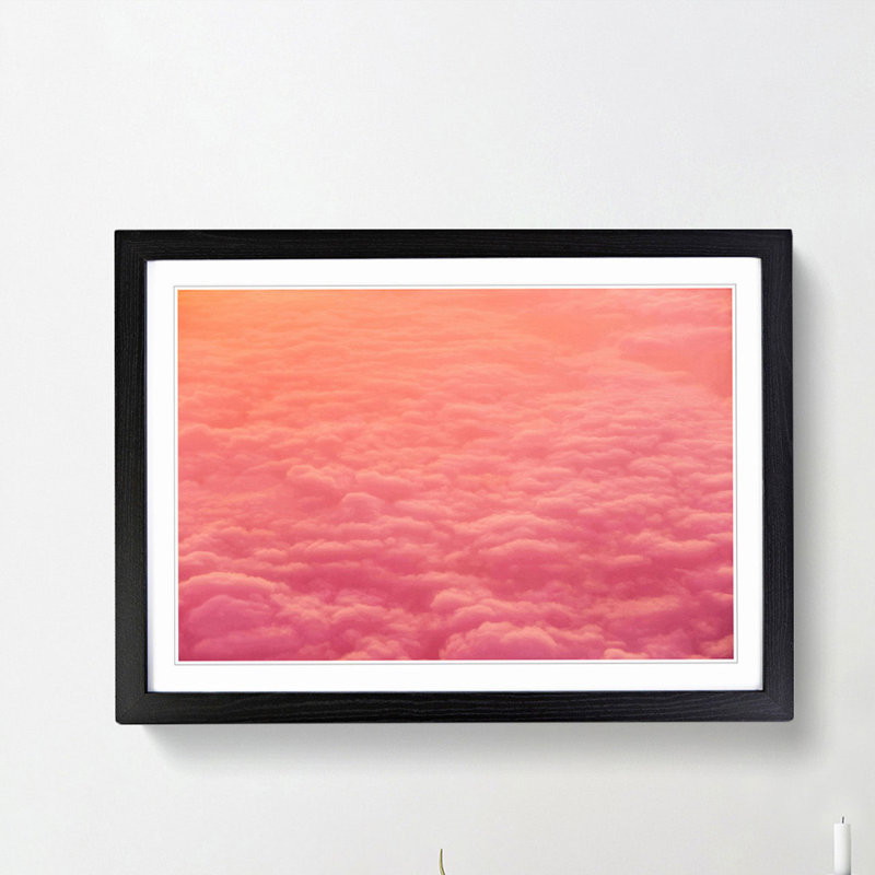 Pink Clouds - Picture Frame Graphic Art Print, 27cm H x 36cm W x 2cm D, Black Framed