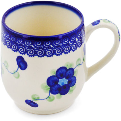 Tasse à poterie polonaise 11 onces faite par Céramika Bona (thème de fleurs)