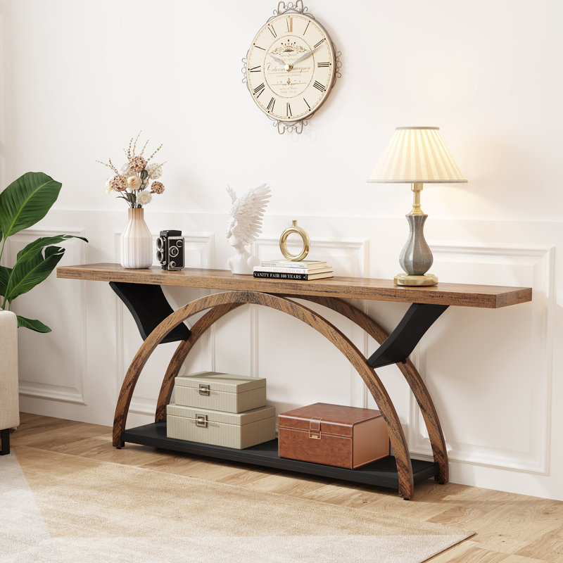 Jaival 70.86'' Console Table Sofa Table, Brown