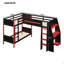 Lit superposé simple en L avec lit mezzanine simple et bureau intégré