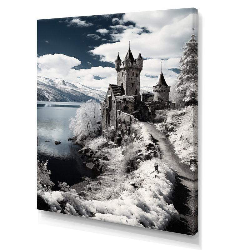 Allemagne, beau paysage noir et blanc sur toile, H 32 po x l 24 po x P 1 po, Toile tendue