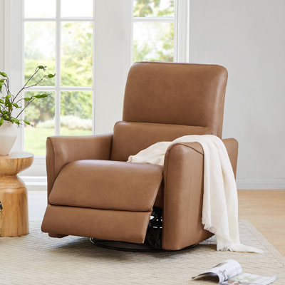 Genuine leather swivel power recliner Santo