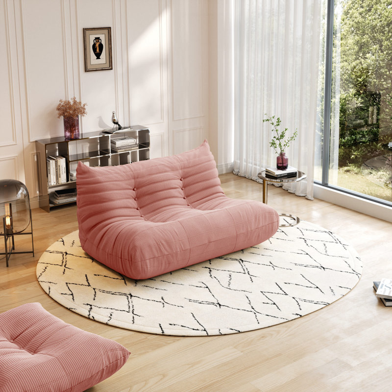 Fauteuil à billes Compression Fireside Chair, H 28,3 po x l 53,3 po x P 39,7 po, Velours côtelé rose