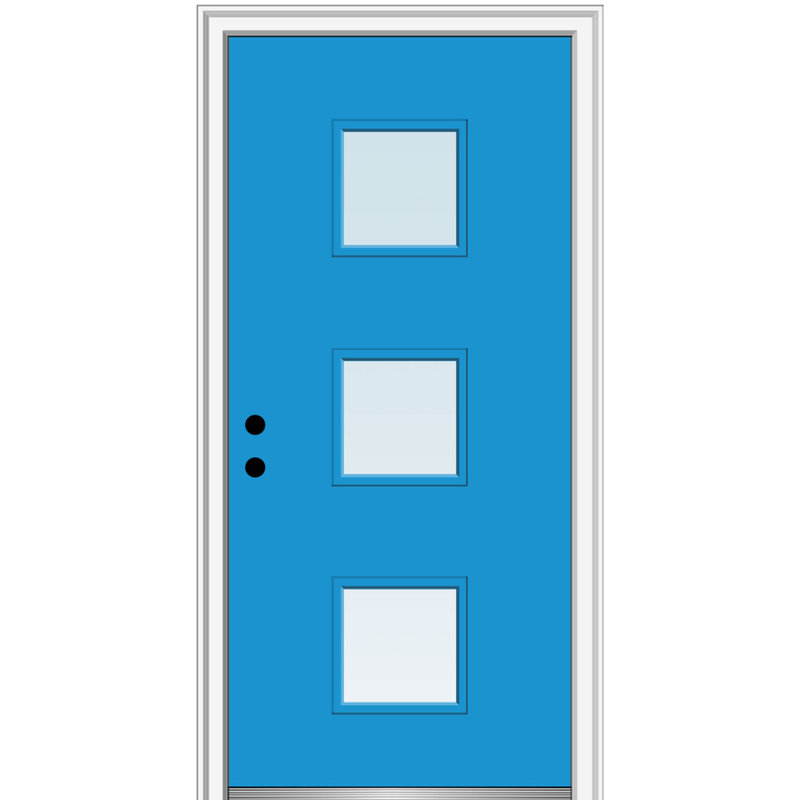 Porte d’entrée pré-raccrochée en acier Spotlight, H 80 po x l 32 po x P 1,75po, S'ouvre à droite vers l'intérieur, Noir