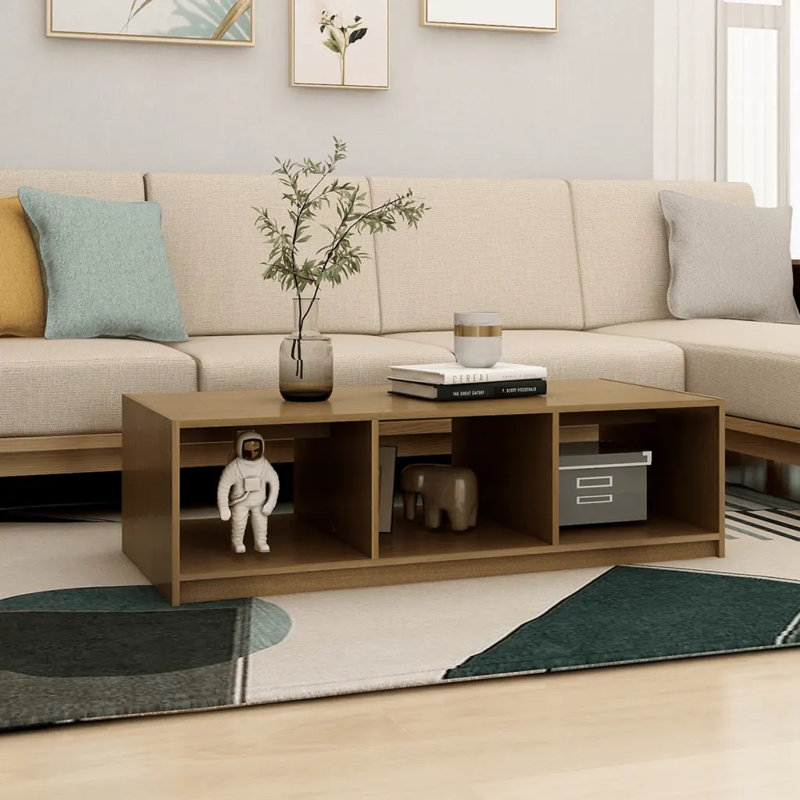 Gerno Solid Coffee Table with Storage, Honey Brown