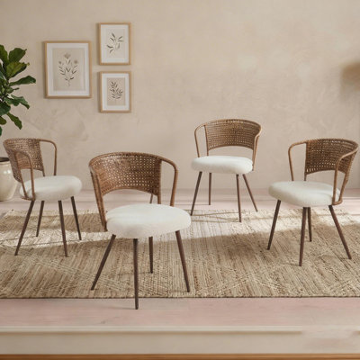 Chaises de salle à manger confortables en rotin et en métal style campagnard pour la cuisine