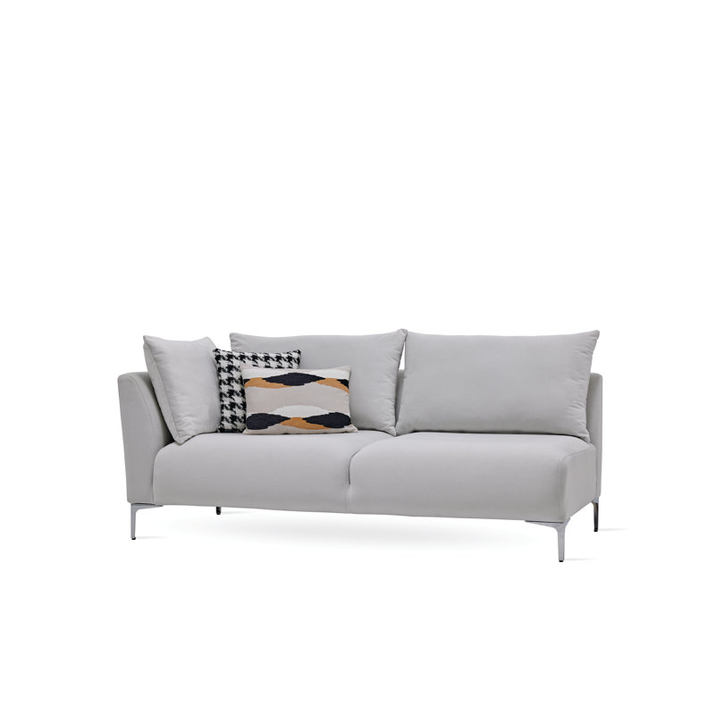 Dewit Upholstered Modular Sofa Component, White Polyester, Left Hand Facing