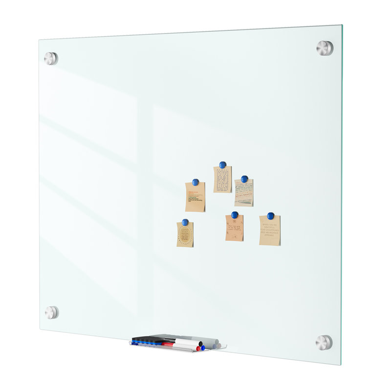 Dry Erase Glass Whiteboard, Magnetic Glass Dry-Erase Board, Frameless Wall Mounted Whiteboard with Markers and Eraser for Office Home School