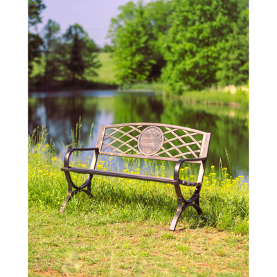 Ico Thoughts and Hearts Bronze Metal Memorial Garden Bench by Trinx