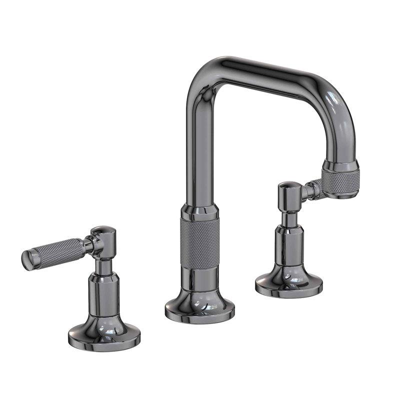 Clemens Widespread Bathroom Faucet with Drain Assembly, Midnight Chrome