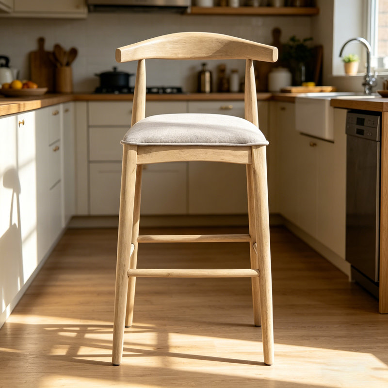 Tabouret de bar en tissu de galets (ensemble de 2), Natural, Gris