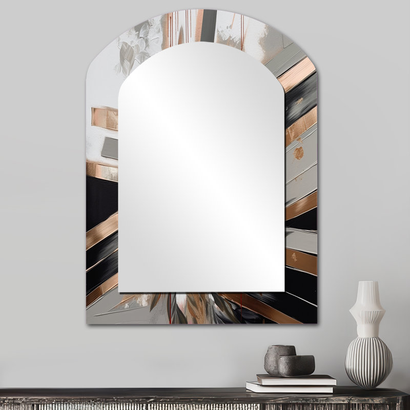 Miroir mural arqué traditionnel rose, 34 po x 25 po