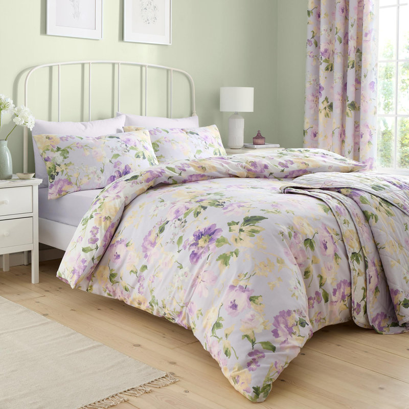 Flourette Cotton Blend Bedspread, Lilac