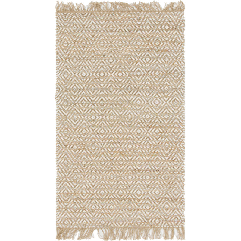 Tapis naturel tressé à la main à motif géométrique, Rectangle 3 pi 3 po x 5 pi 1 po