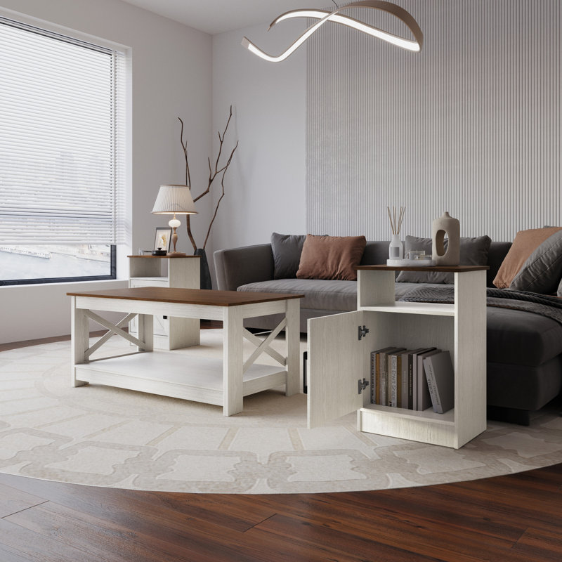 Ensemble de tables basses 3 pièces Lebanon, Gris clair