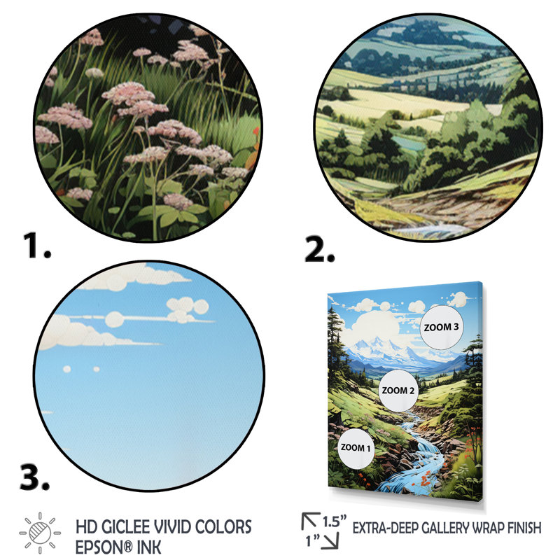 Bartosz Green Mountains Summer Peaks Pastoral III, H 44 po x l 34 po x P 1,5 po, Cadre photo noir