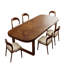 Ensemble de table de salle à manger et de chaises rectangulaires en bois massif brun de style antique-116094554-116094552